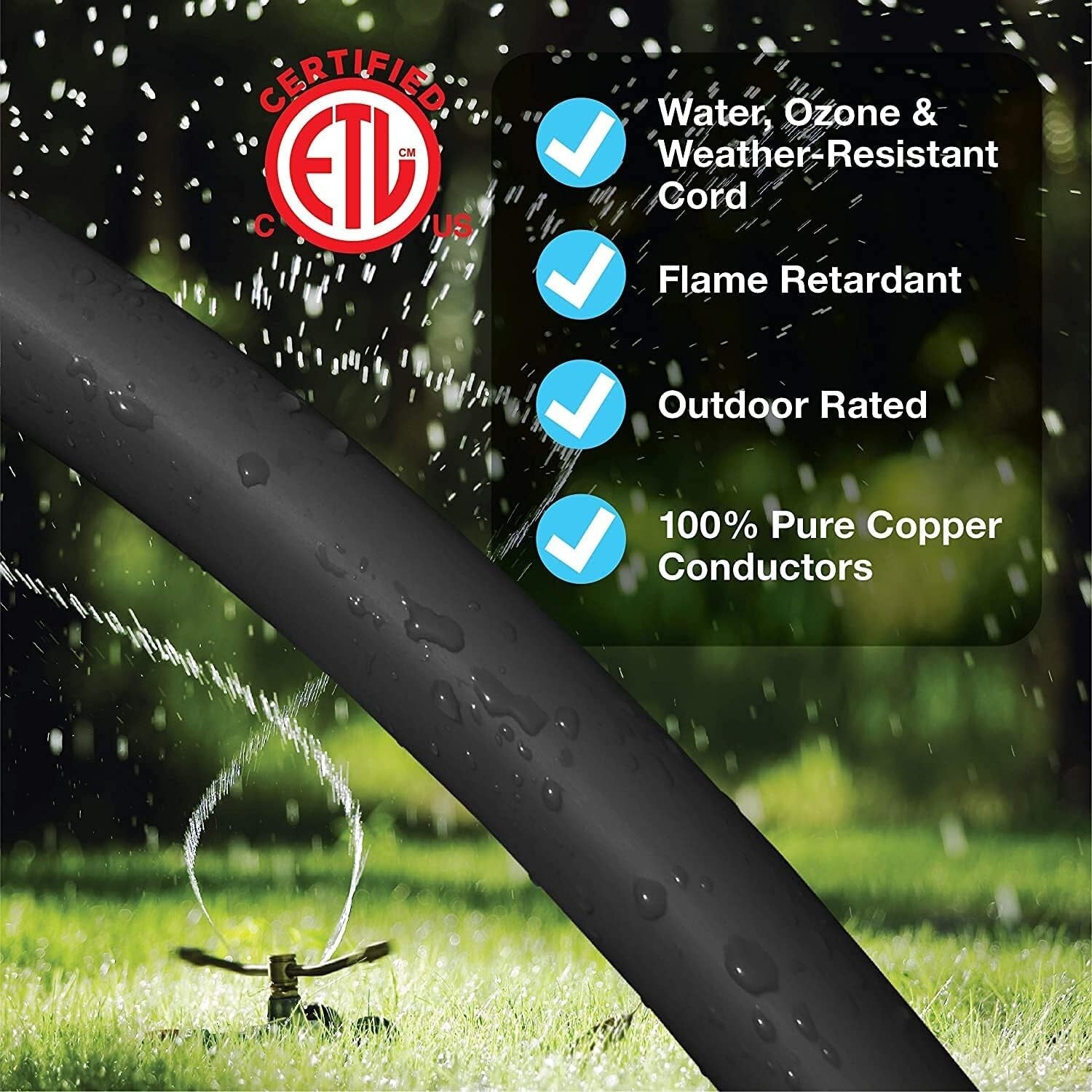 16/3 SJTW Heavy-Duty Outdoor Extension Cord & Lighted Locking Connector - 80ft