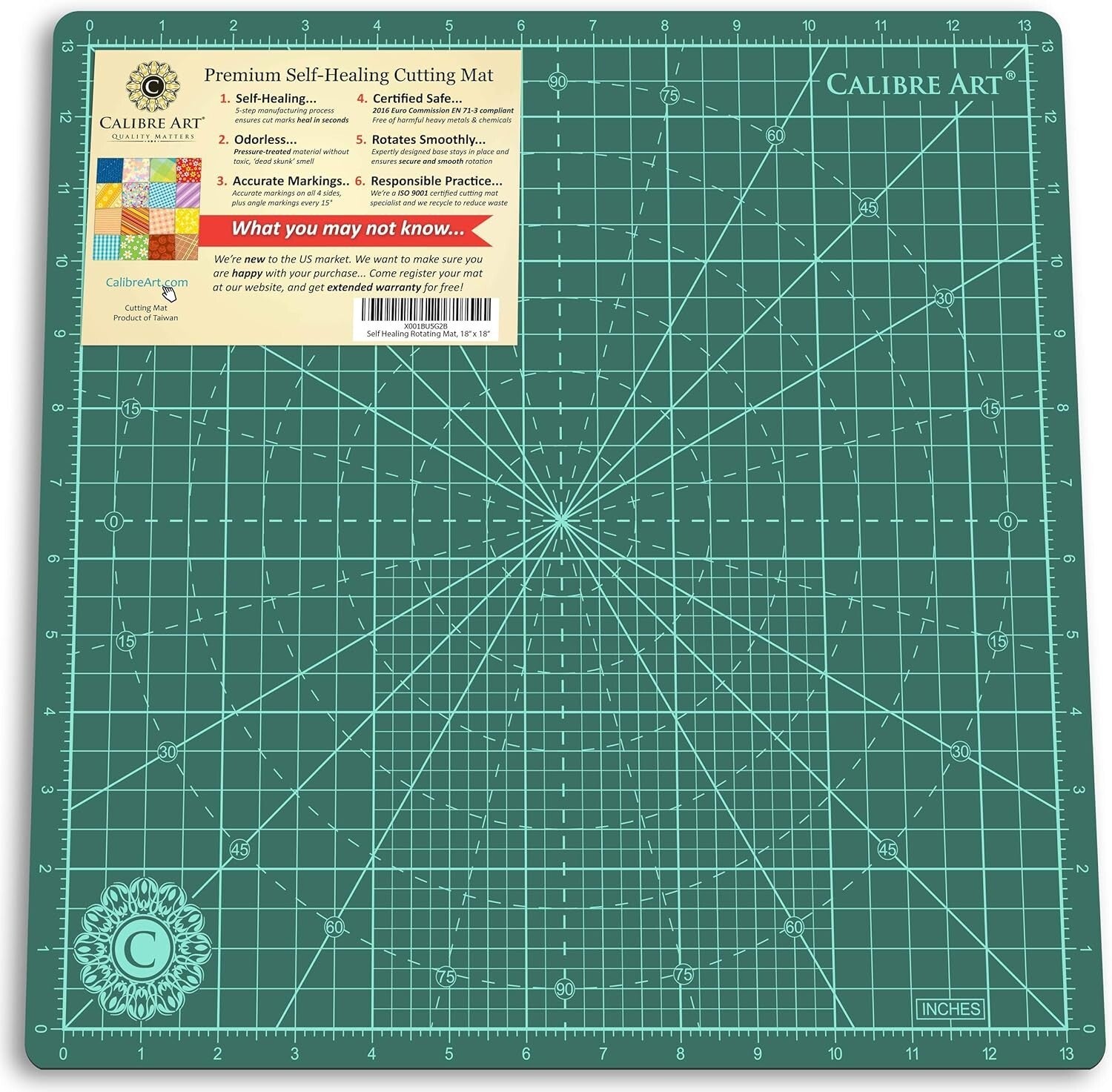 Enhanced 14" Self-Healing Cutting Mat with Accurate Grid Lines for Art Projects