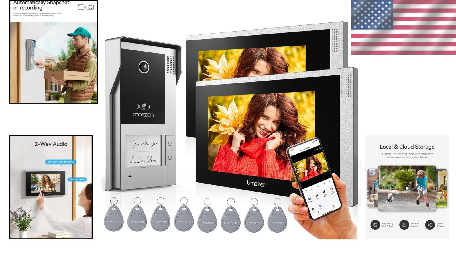 7" HD Touchscreen Video Intercom with Dual-Way Communication & Doorbell Camera