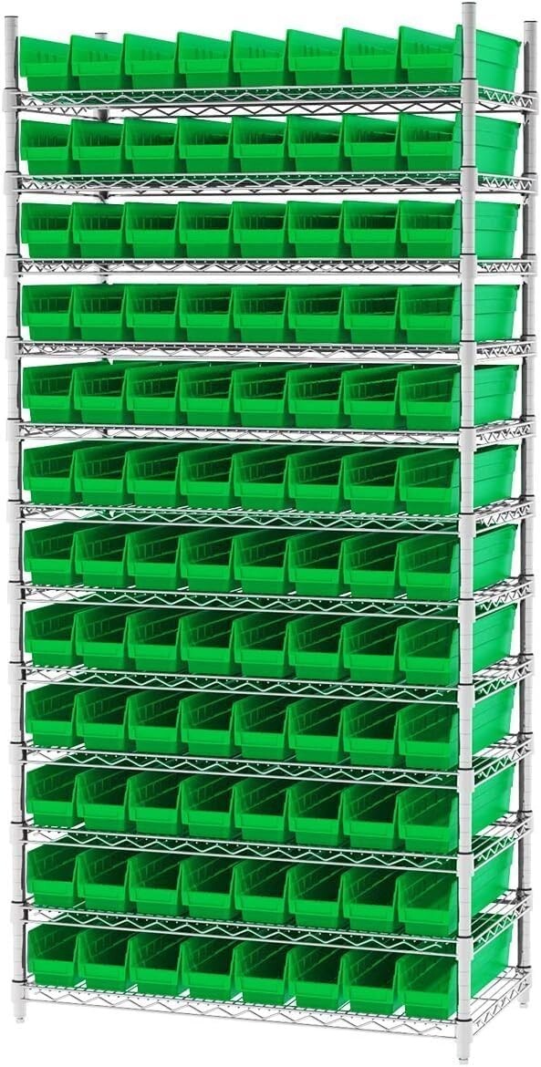 Durable 12-Pack Green Plastic Shelf Bins – Perfect for Closet and Drawer Storage