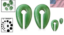 Load image into Gallery viewer, Elegant Jade Green Semi-Precious Keyhole Hanging Plug Earrings - Sold as a Pair