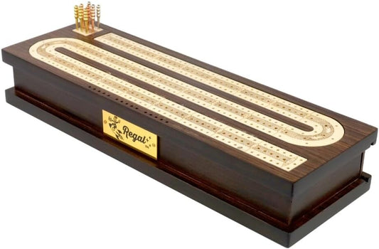 Elegant Cribbage Board Game Set with Integrated Card Storage & Compact Design