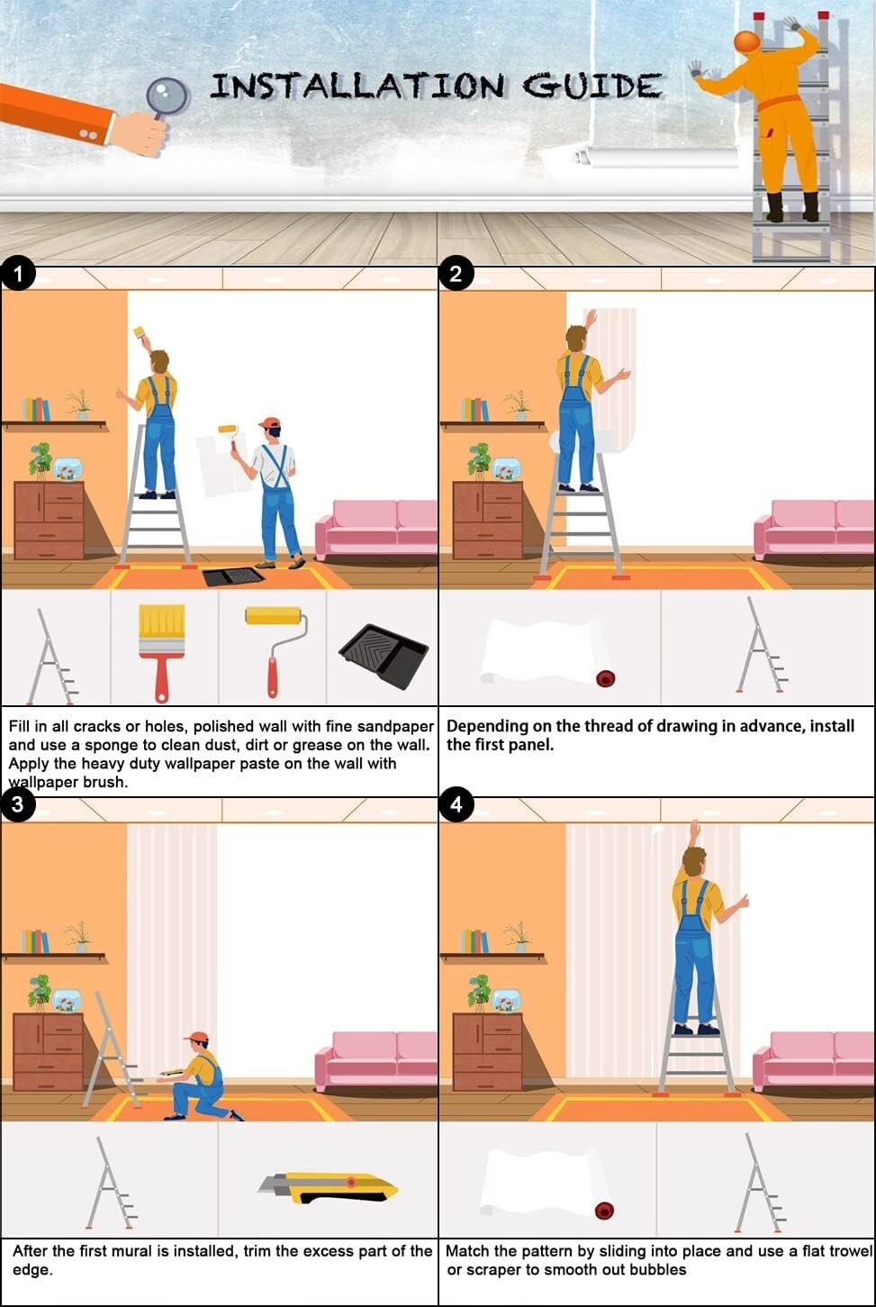 Watercolor Peonies Wallpaper Mural in Elegant Design - 7 Easy-Install Strips