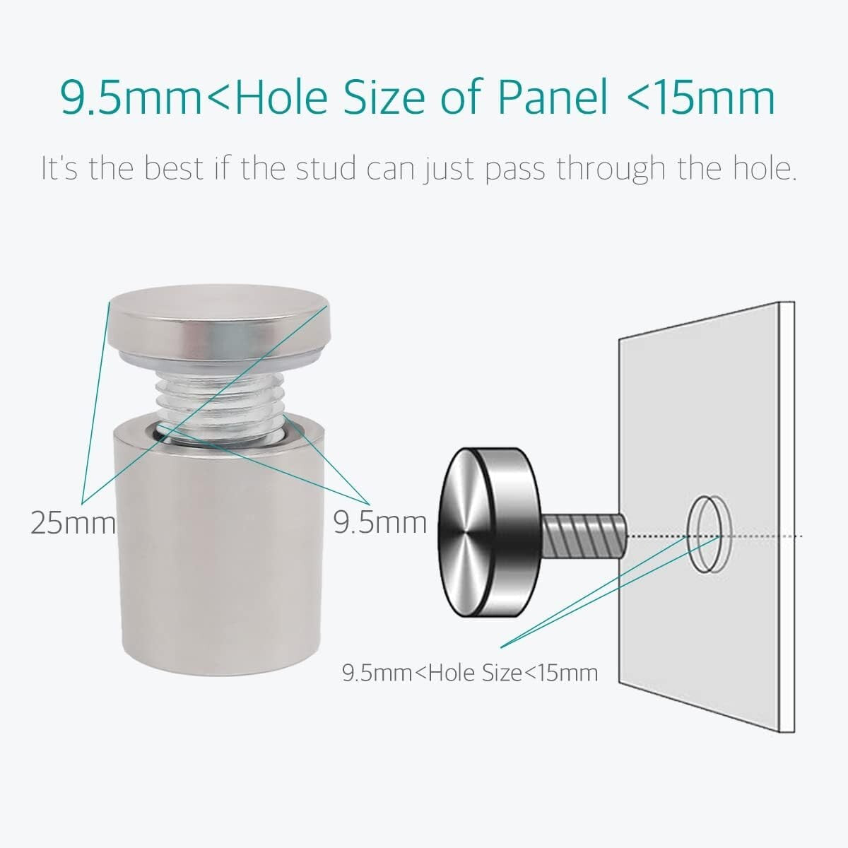 50 Stainless Steel Standoffs - 1 X 1 Inch Mounts for Glass Panels and Signs