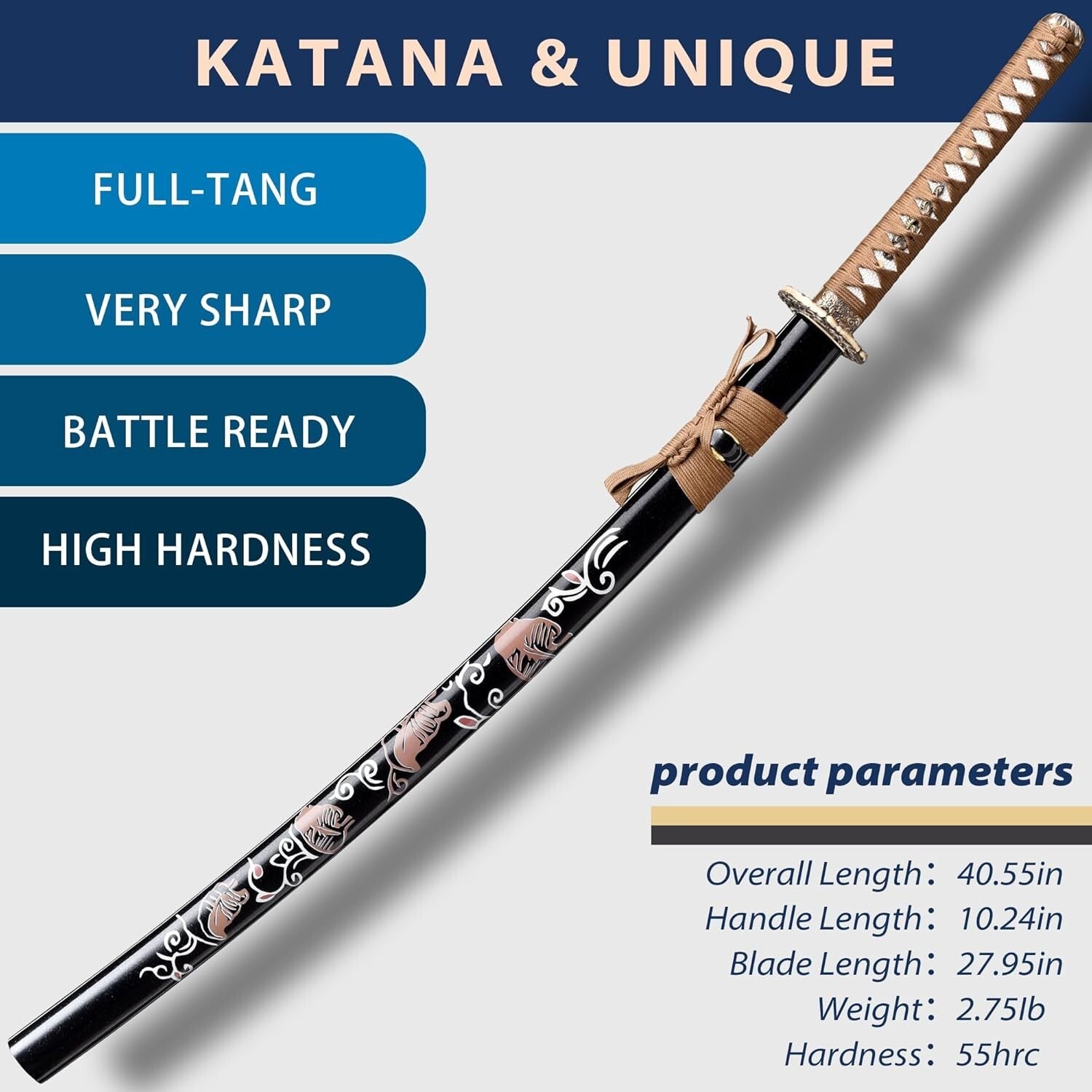 Unique Hand Forged Samurai Sword - Full Tang Construction for Superior Balance