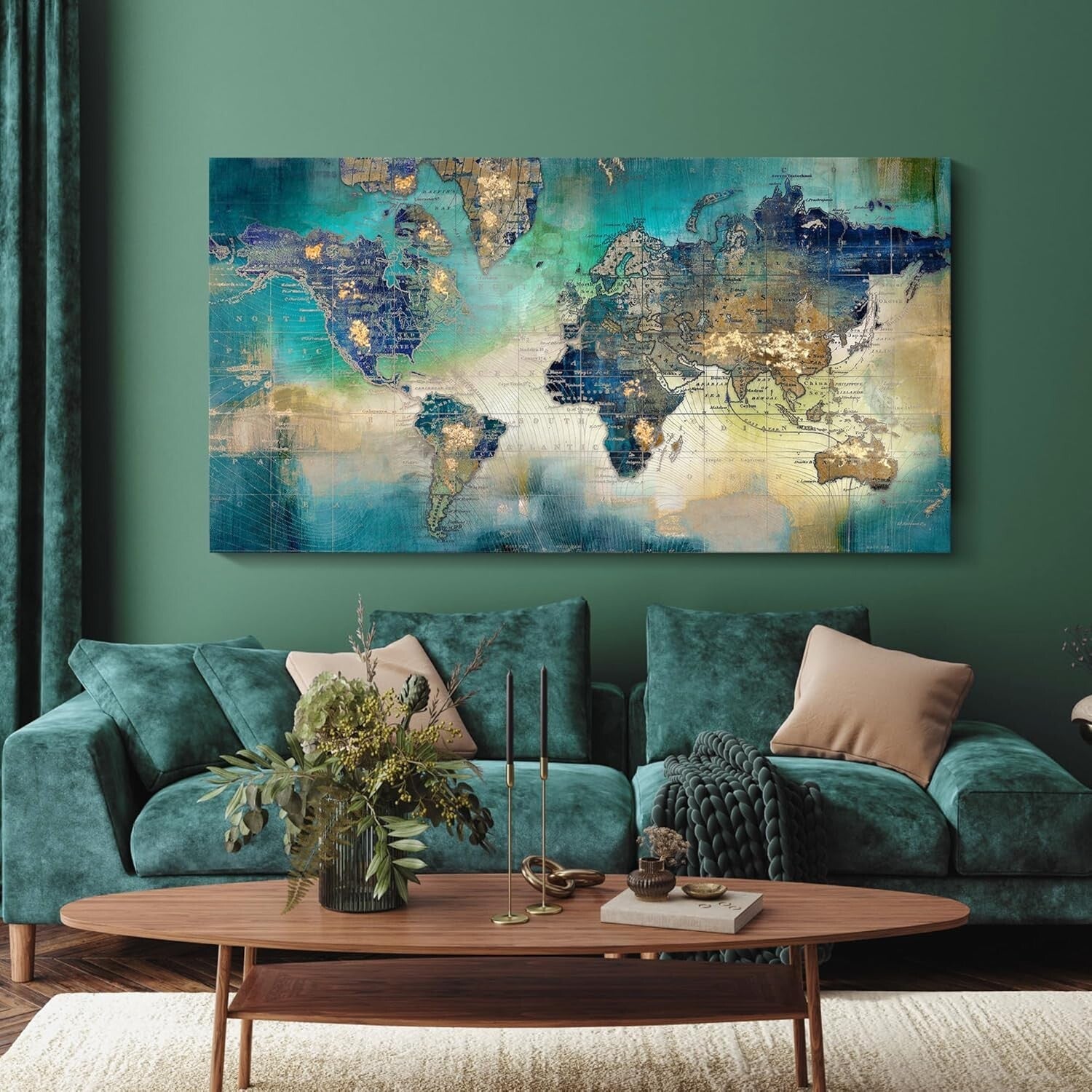 Captivating 24x48 World Map Canvas Wall Art - Perfect for Living Room & Office