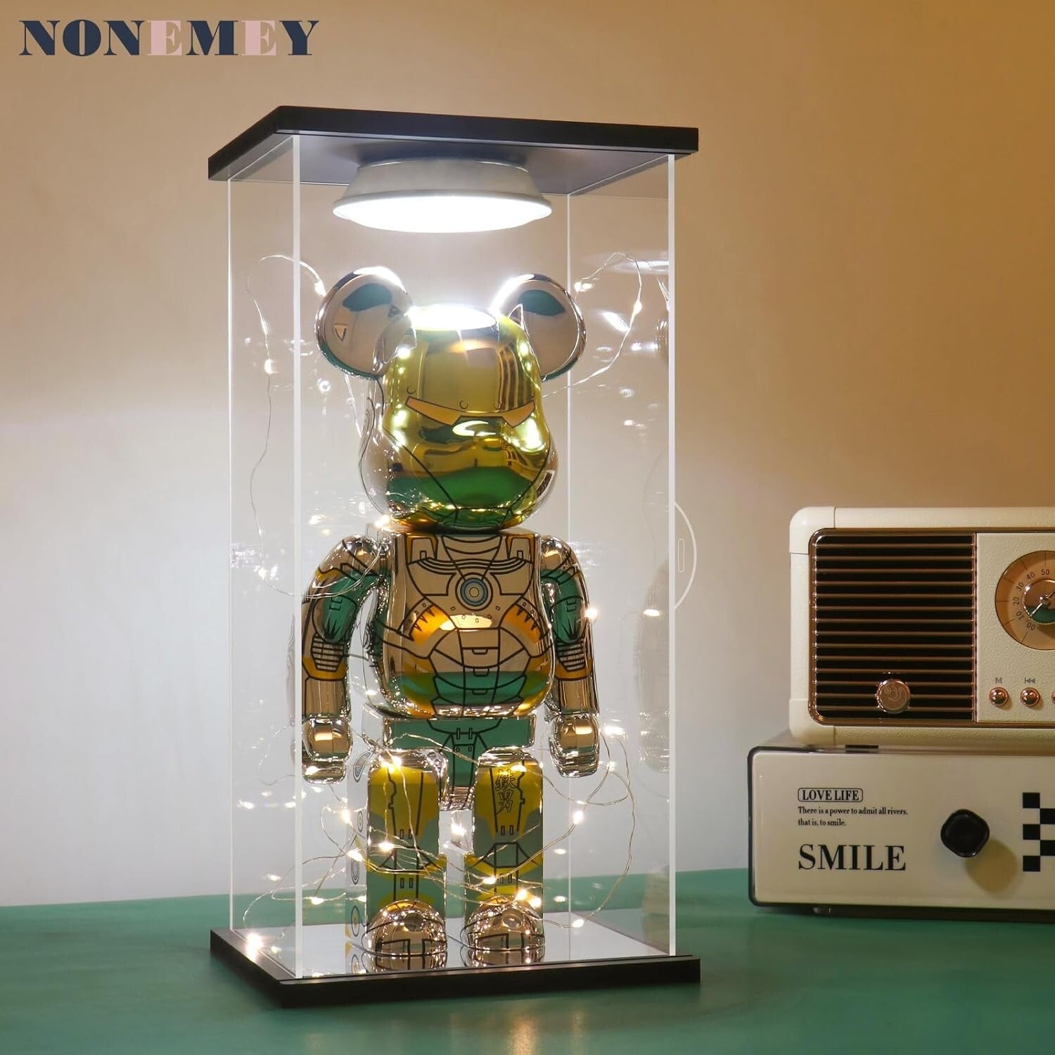 Clear Acrylic Display Case with Remote Control Light - Perfect for Bearbrick