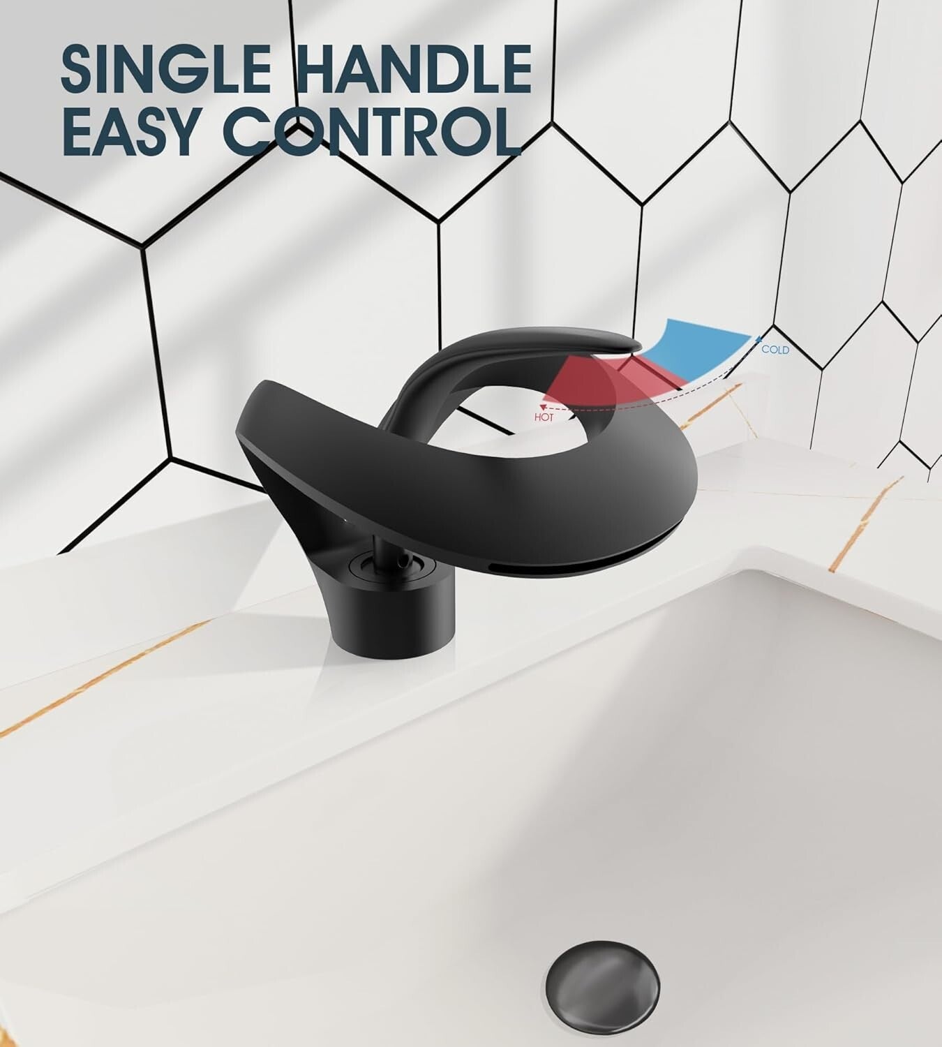 Stylish Single Handle Bathroom Faucet with Waterfall Spout and Pop-Up Drain