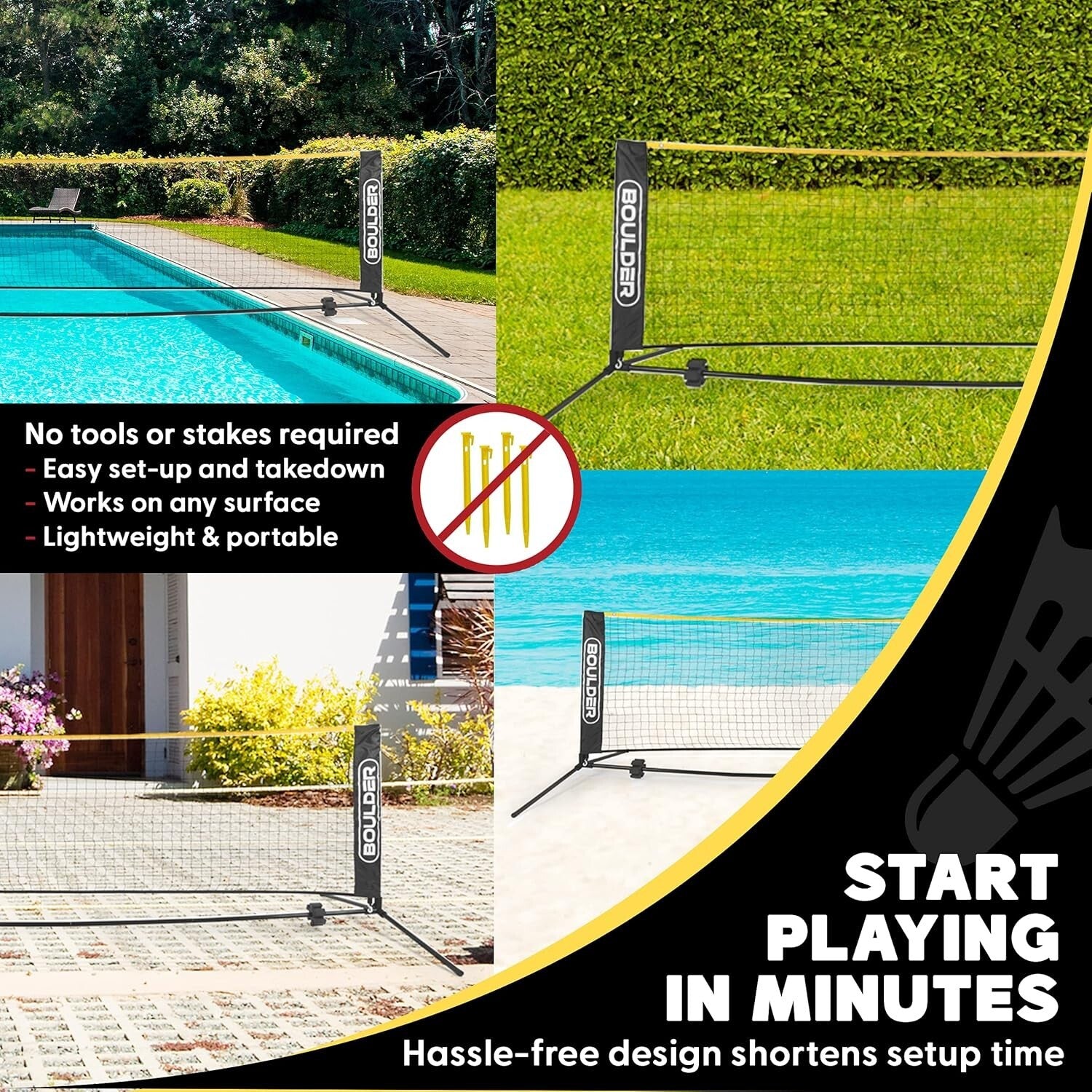 17ft Portable Multi-Sport Net: Foldable Badminton & Pickleball Height Adjustable