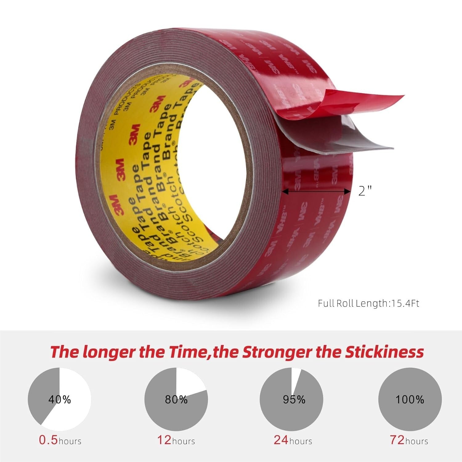 Double-Sided Heavy Duty Mounting Tape 2" x 15.4Ft - Seamless & Reliable Bonding