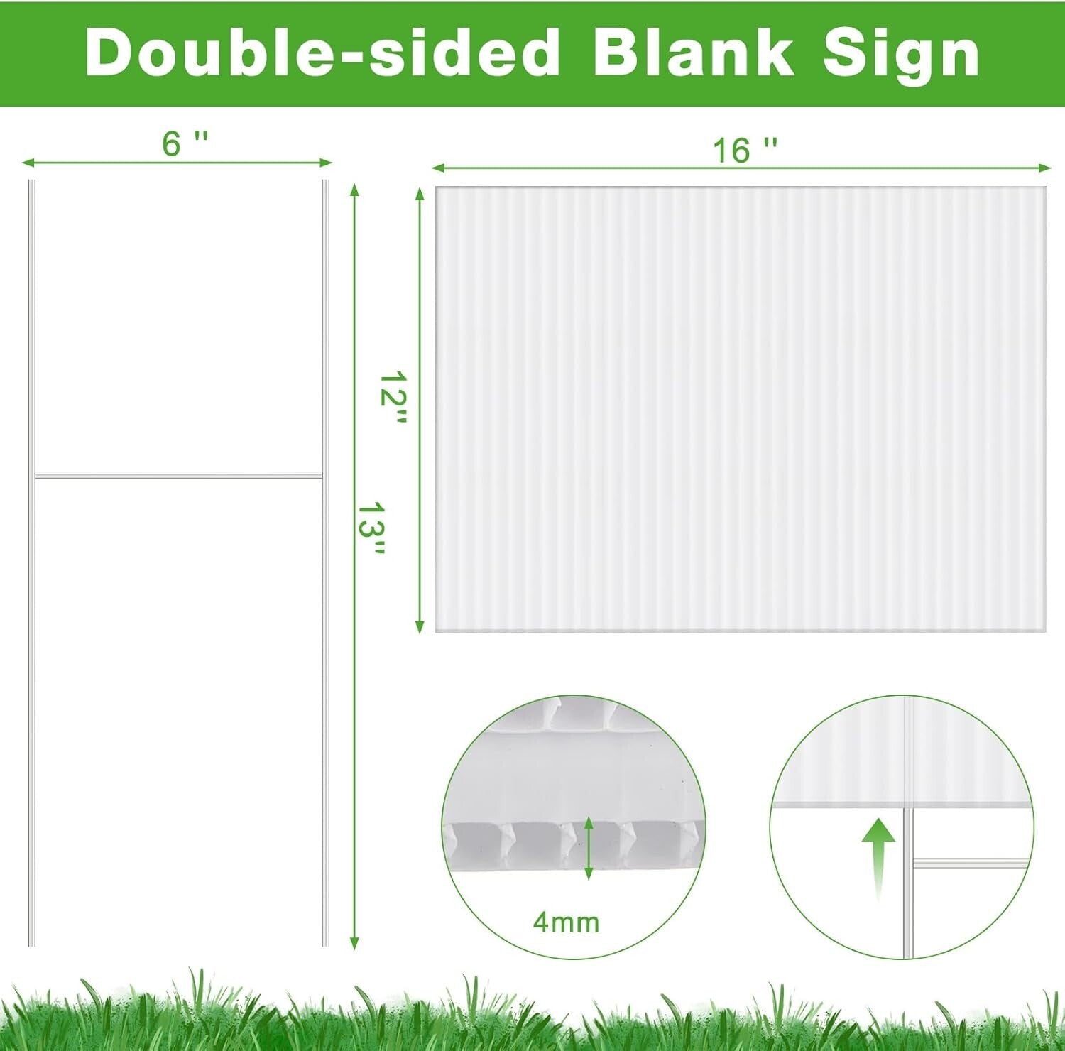 Customizable Double-Sided Lawn Signs with Metal Stakes - 20 Pack, 16x12 Inches