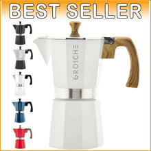 Load image into Gallery viewer, White Milano 6-Cup Stovetop Espresso Maker with Milk Frother - Modern Design