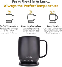 Load image into Gallery viewer, Self-Heating Temperature-Controlled Coffee Mug - 14 oz. Black Ceramic Elegance