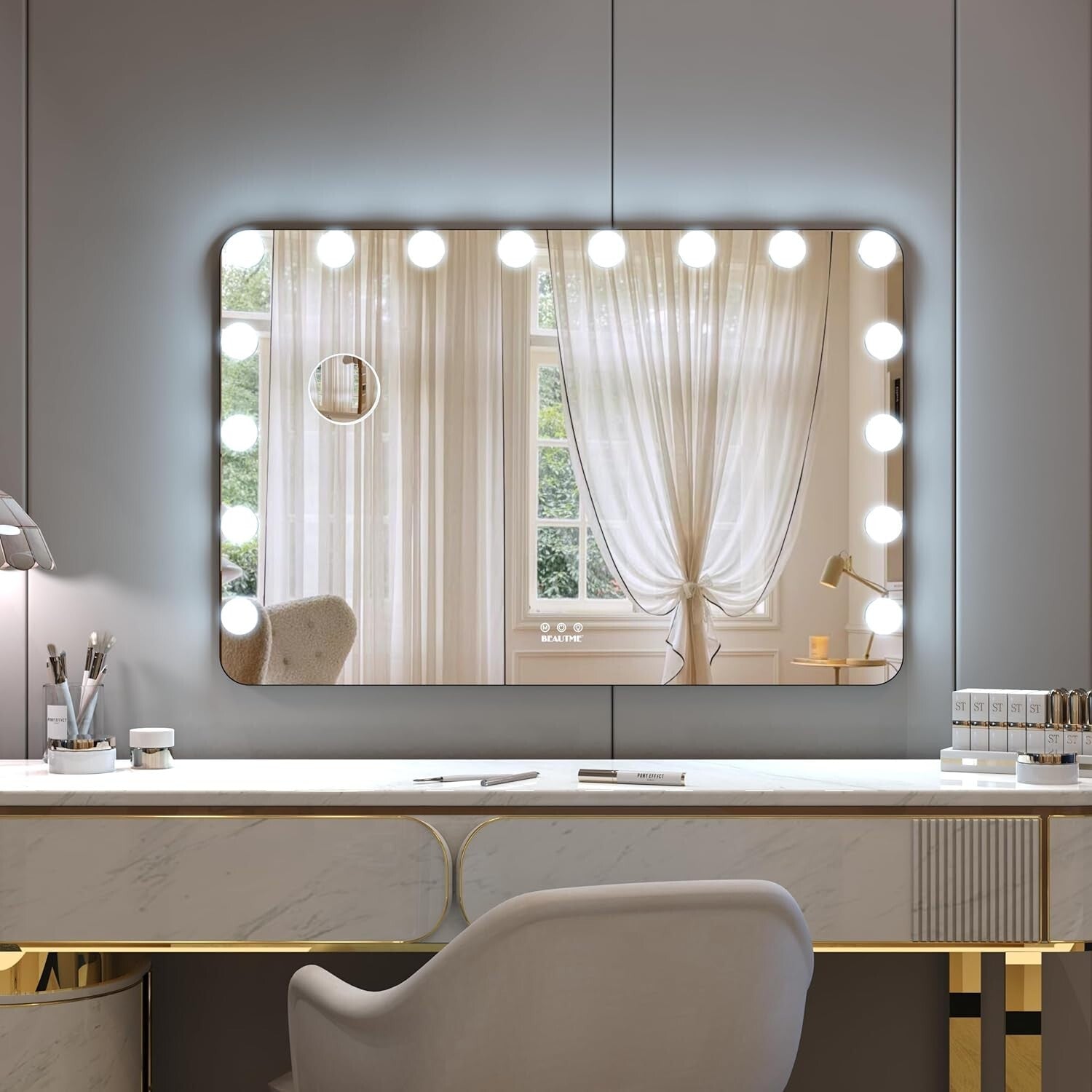 Elegant Lighted Vanity Mirror 36"x24" - 3 Lighting Modes, Touch Control & Memory