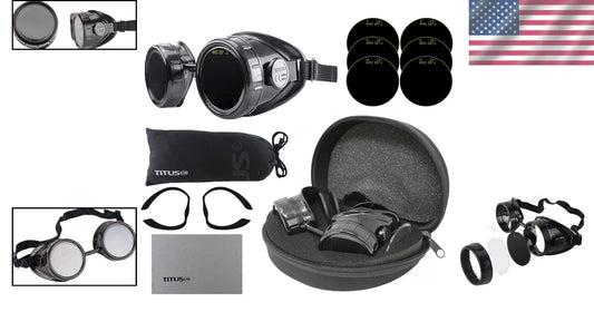 Industrial Quality Adjustable Welding Goggles with UV Protection & Scratch Re...