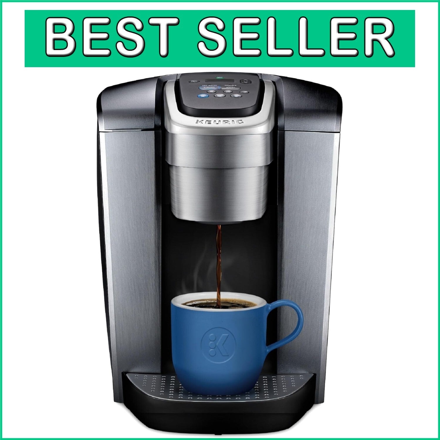 Fast Brewing K-Cup Coffee Maker, 5 Sizes, Iced Option - Elegant Silver Design