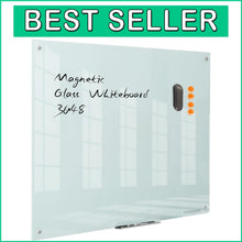 Load image into Gallery viewer, Frameless Magnetic Glass Dry Erase Board 48x36 - Elegant Wall-Mounted Solution
