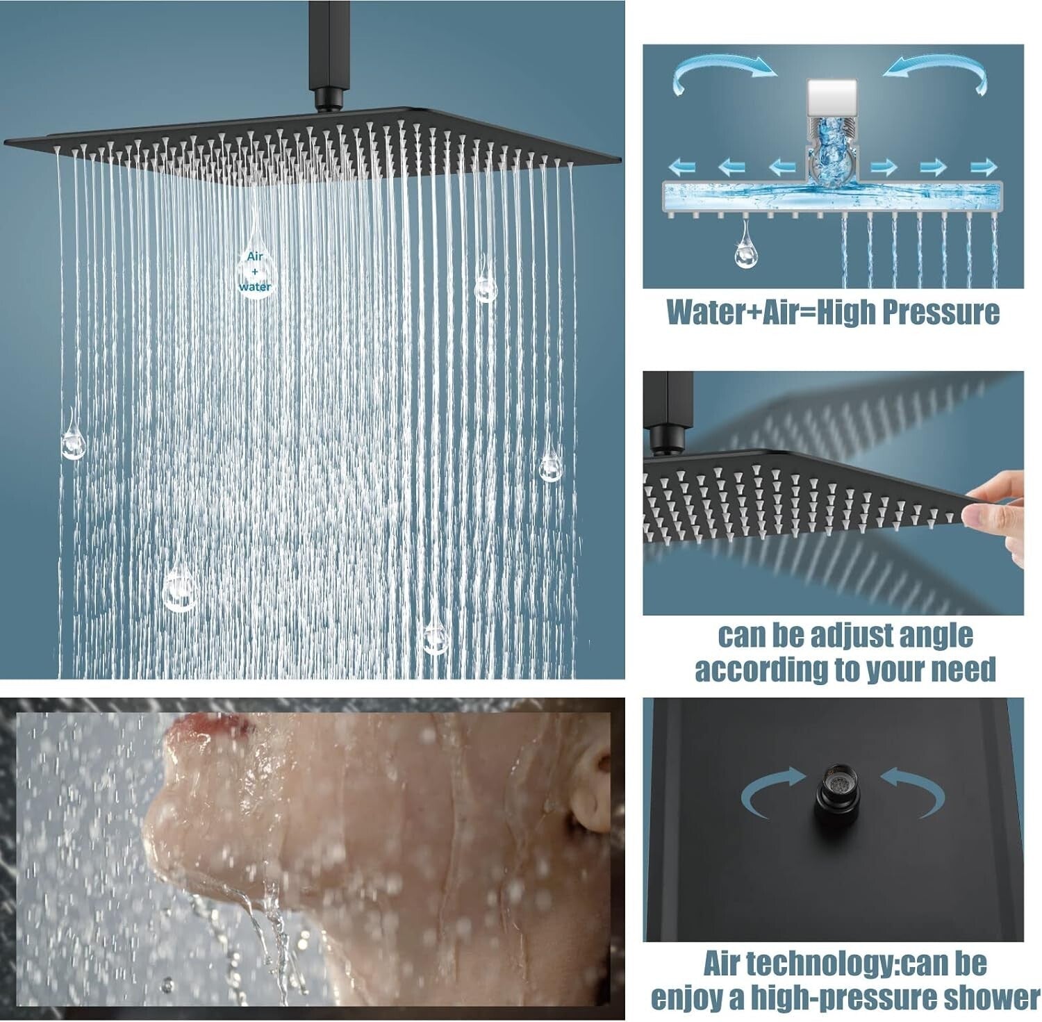 Elegant Matte Black Rain Shower Set with Handheld Spray – Premium High Pressure