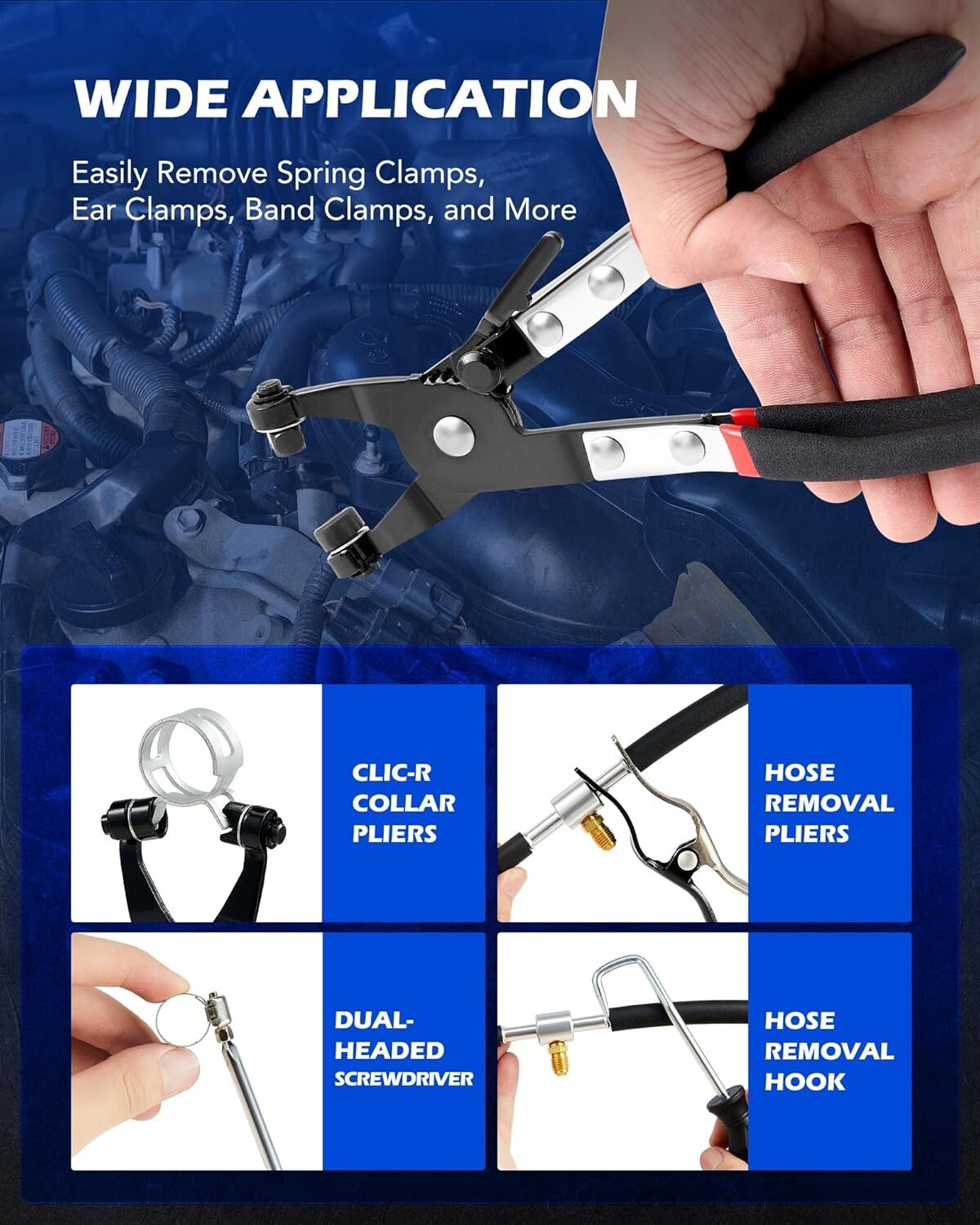 Flexible Long Reach Hose Pliers Set - Perfect for Cars, Trucks & Motorcycles