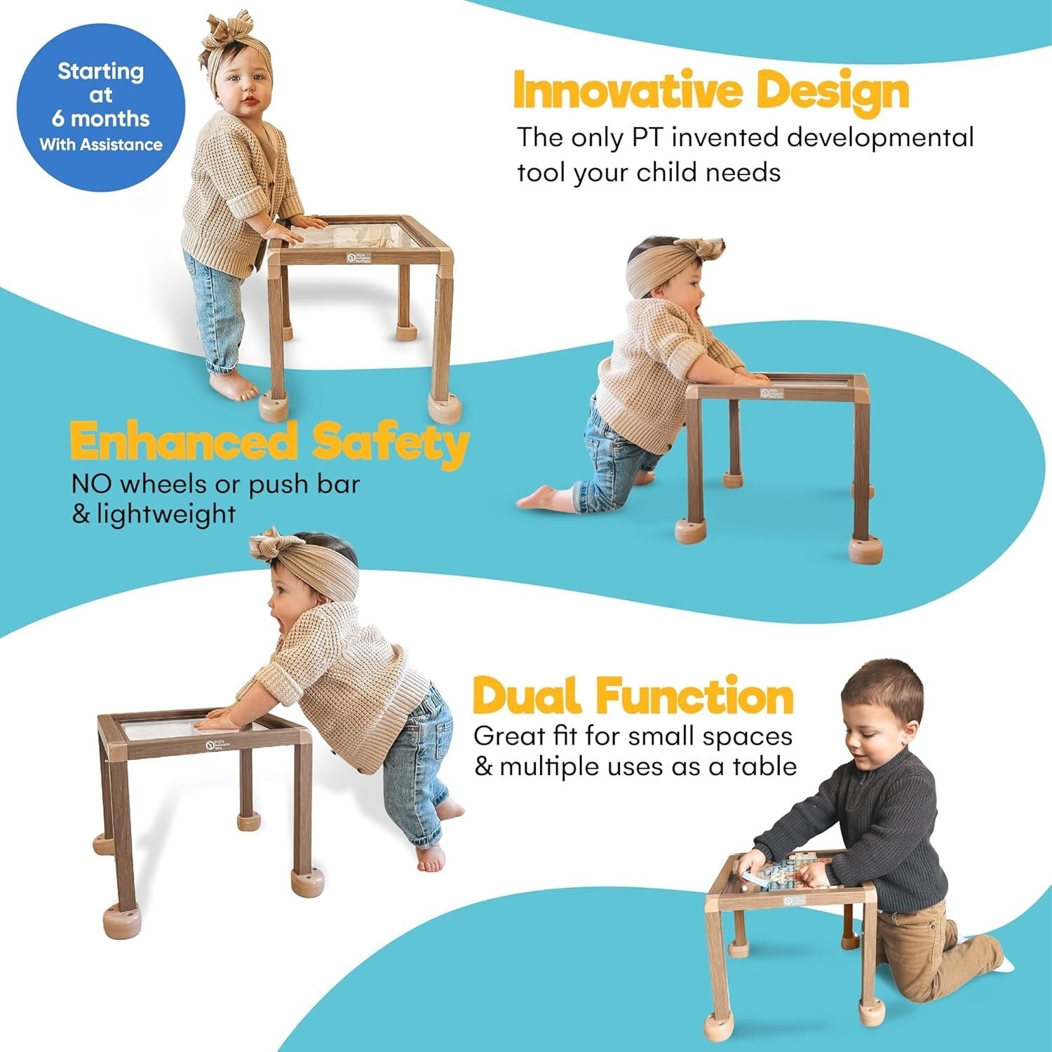 Safe and Stable Montessori Baby Walker with Activity Table for Confident Walking