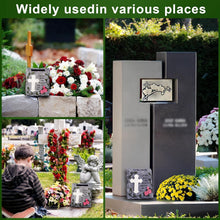 Load image into Gallery viewer, Elegant Solar-Powered Memorial Stepping Stone with Cross and Floral Carvings