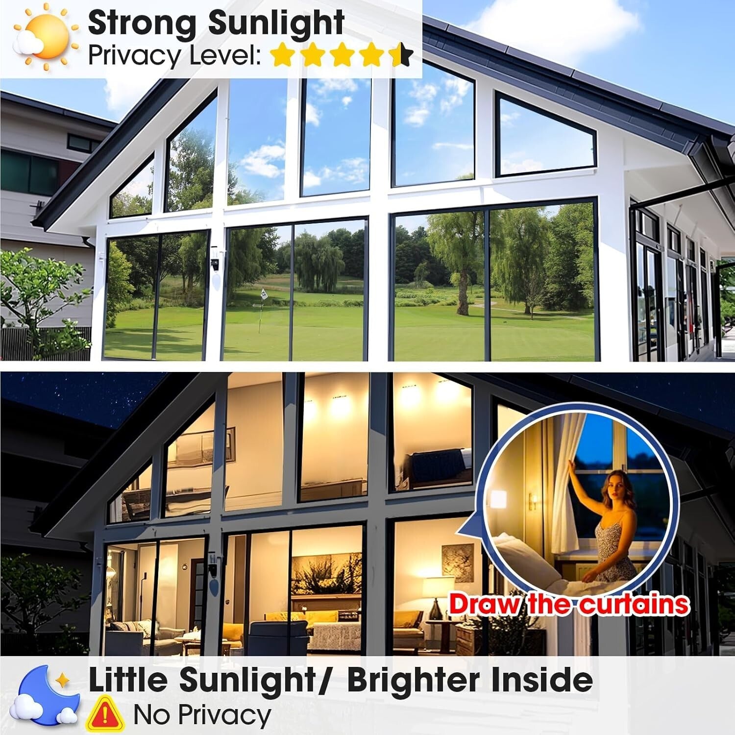 Static Cling Window Film - Privacy Control & Heat Reduction 35.4x78.7 inches