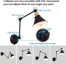 Load image into Gallery viewer, Set of 2 Dimmable Vintage Wall Sconces - Industrial Plug-In &amp; Hardwired Fixture