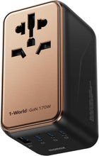 Load image into Gallery viewer, Universal Travel Adapter 170W GaN with USB-C &amp; USB-A Ports - Compact Gold Design