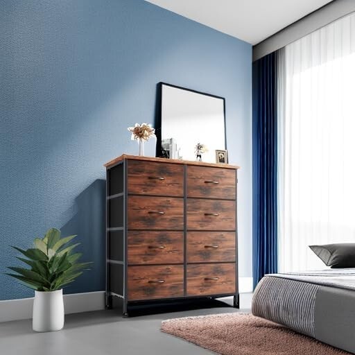 Compact 8-Drawer Storage Tower - Lightweight and Durable Bedroom Organizer