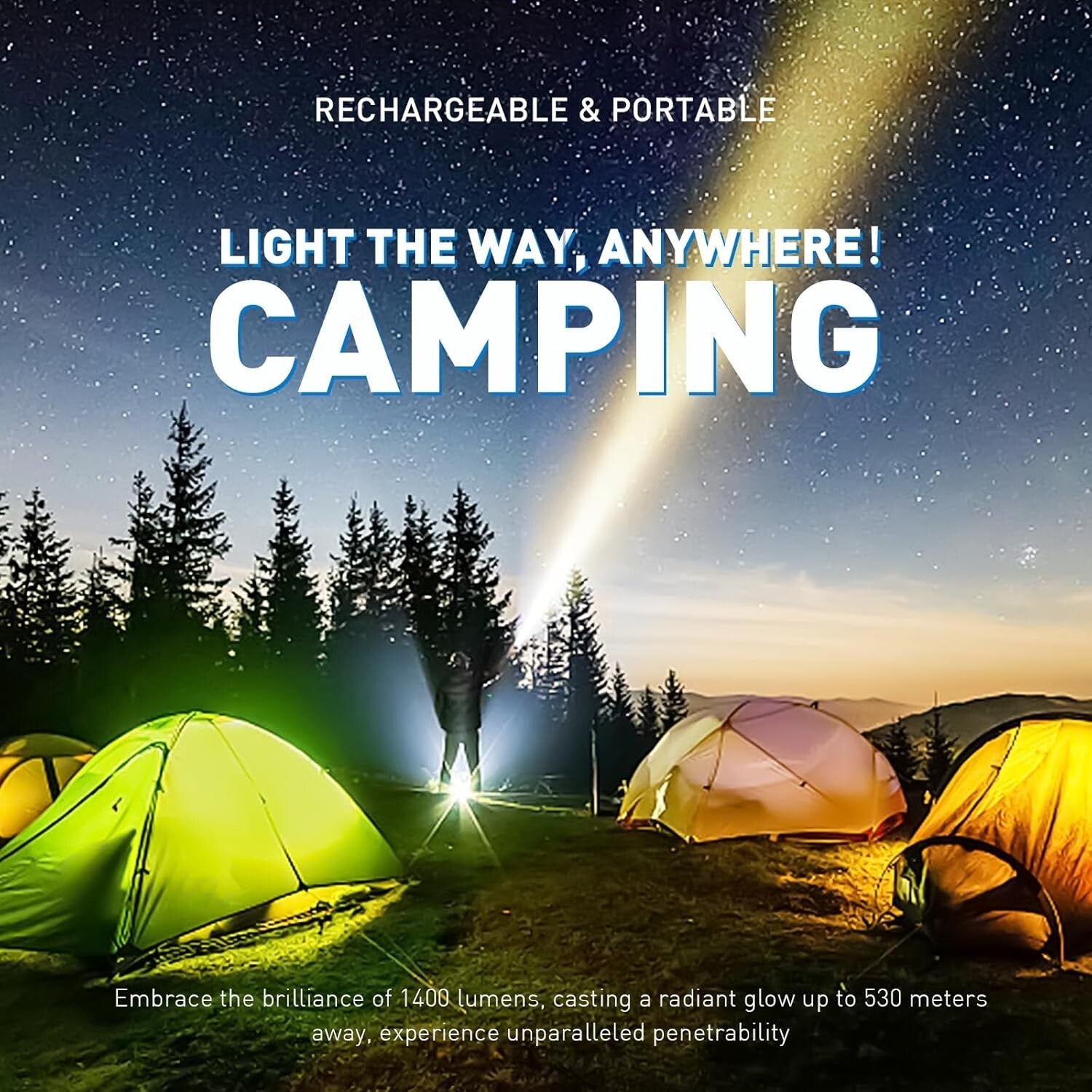 Portable 1200 Lumen Waterproof Handheld Spotlight with 12V Car Charger