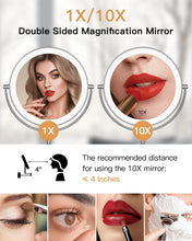 Load image into Gallery viewer, Modern 9-Inch Wall Mounted Magnifying Mirror with 3 Color Lighting Modes