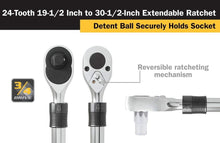 Load image into Gallery viewer, 3/4-Inch Drive Extendable Ratchet: 19.5 to 30.5 Inches, 24-Tooth Precision De...
