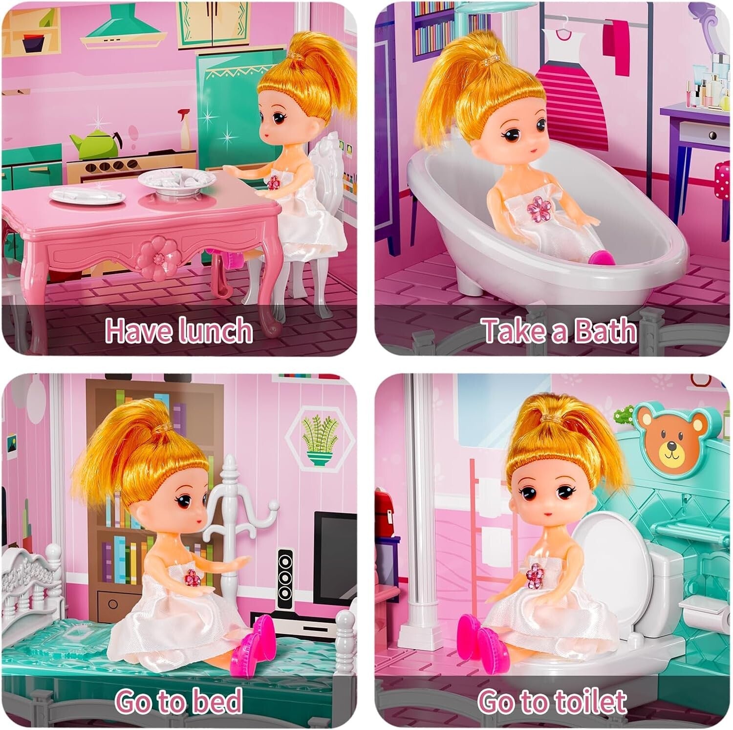 Fully Furnished 12-Room Playhouse with Dolls - Perfect Gift for Girls Ages 3-8