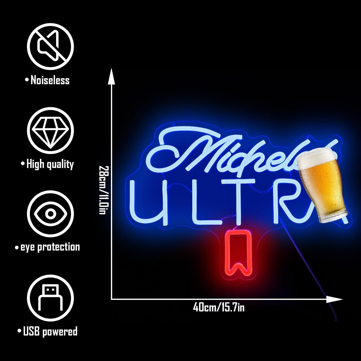 Dimmable Beer Neon Sign for Home Bar - LED Wall Decor Light Up Your Space