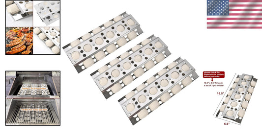 Durable 16.5" Stainless Steel Heat Trays with Ceramic Briquettes for BBQ Grills