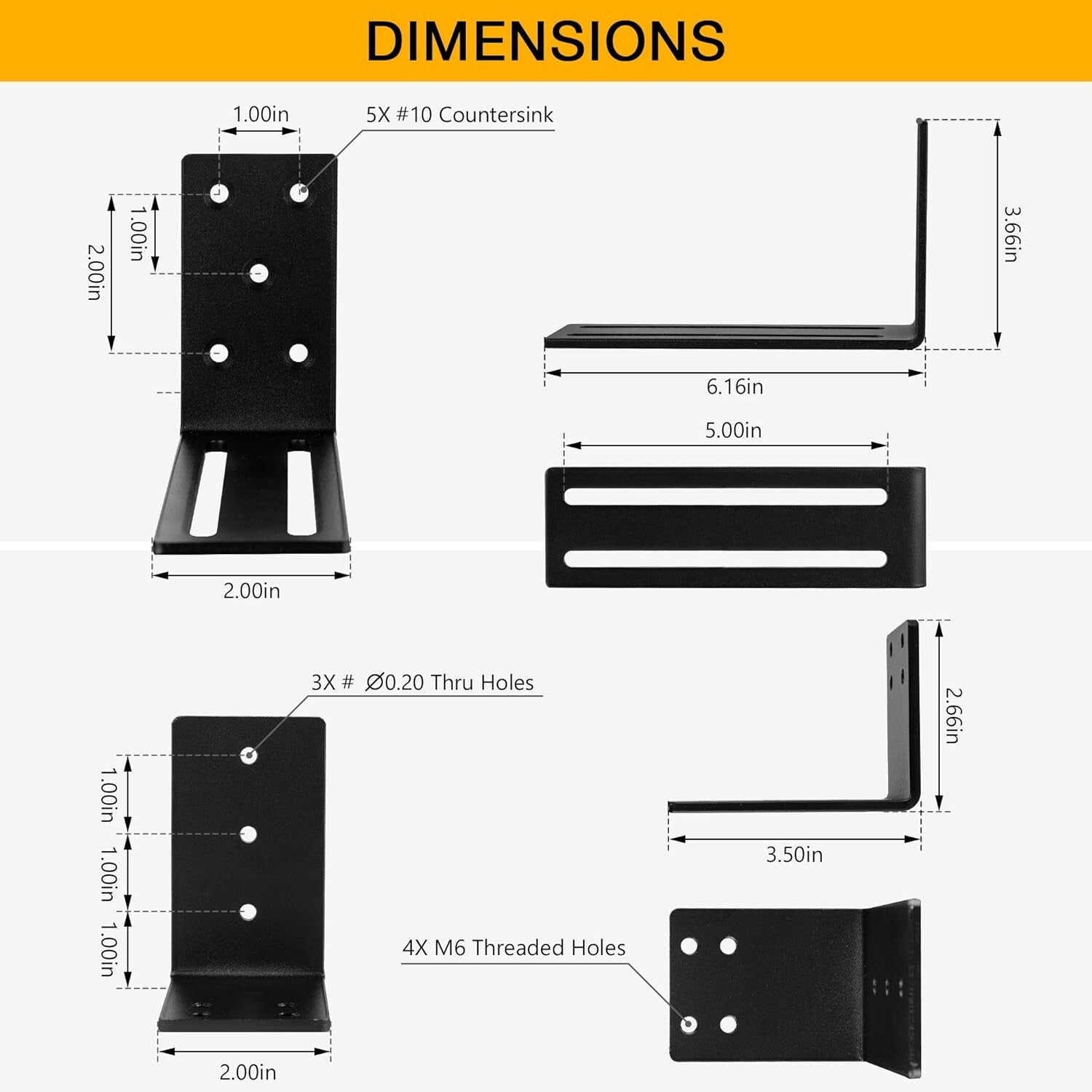 Industrial-Grade Security Door Brackets - 2pcs Powder-Coated Steel Set
