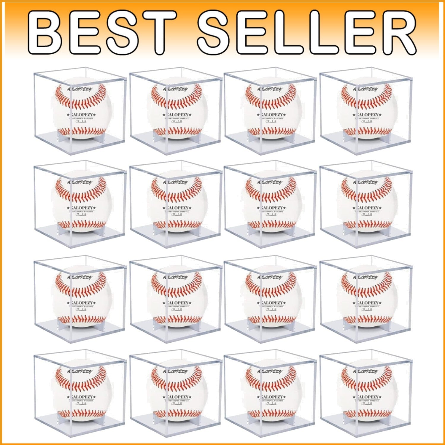 16-Pack UV Protected Acrylic Baseball Display Cases - Ideal for Memorabilia