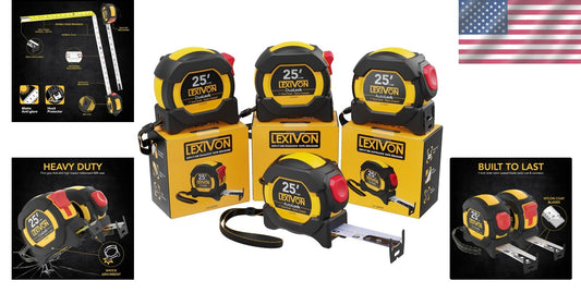 Precision 25Ft Tape Measures - 4-Pack with Easy Read Scale & Dual Lock Features