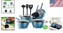 Load image into Gallery viewer, Elegant 11-Piece Non-Stick Ceramic Cookware Set in Royal Blue - Induction Ready