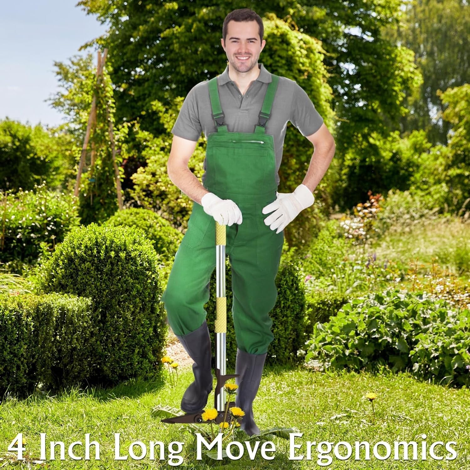 2024 Upgraded 40-Inch Long Handle 4-Claw Weeder Tool - No Bending, No Kneeling