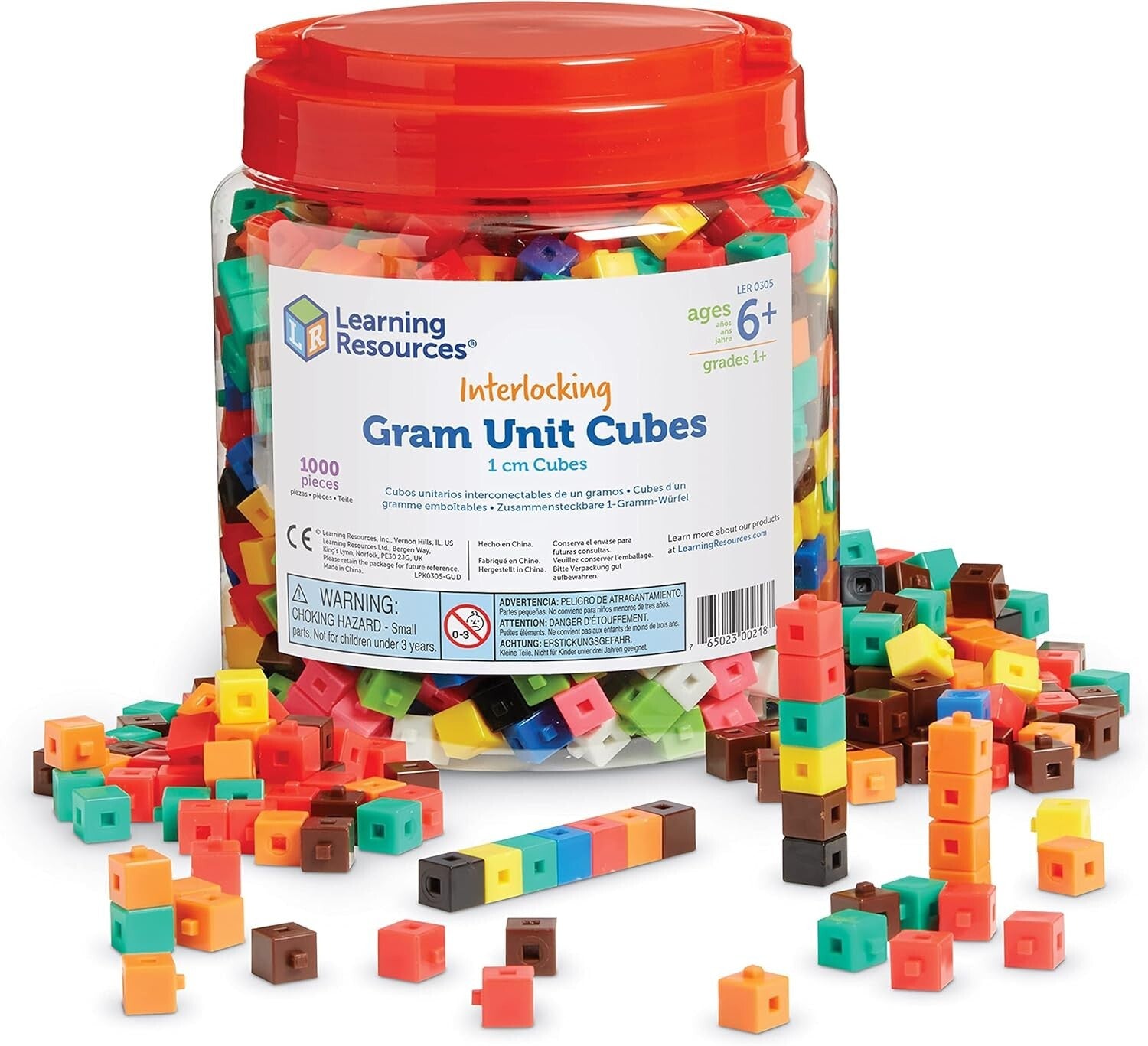 1,000 Interlocking Cubes for Counting and Measurement - Ages 6+, Multi-color