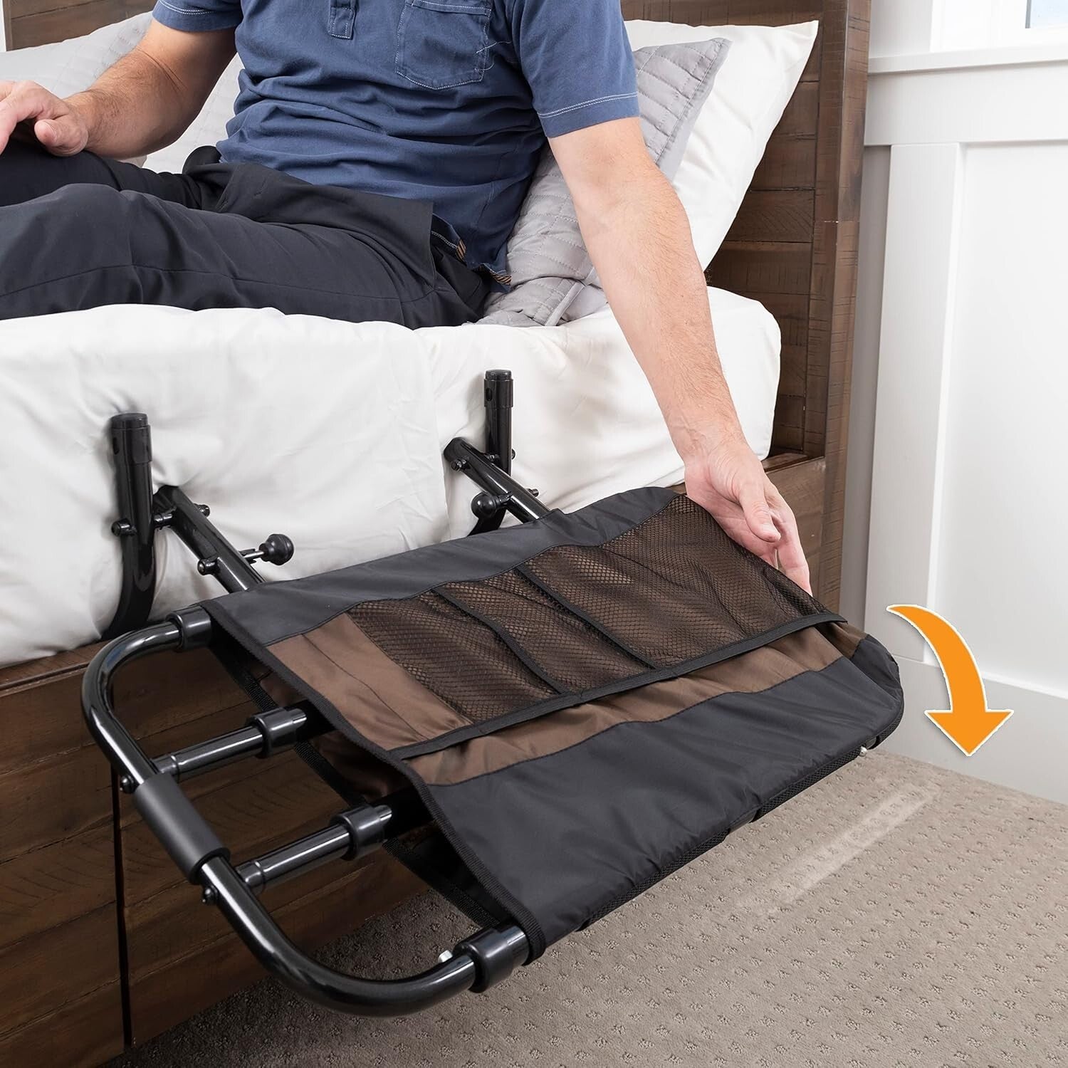 Easy-to-Use Safety Bed Rail for Elderly Adults – Folds for Caregiver Convenience