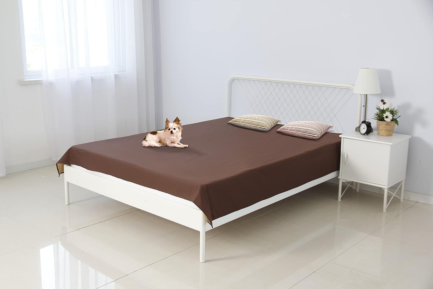 Stylish Brown Reversible Waterproof Cover for Bed or Couch - Pet & Kid Friendly