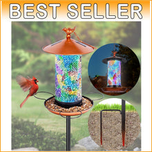 Load image into Gallery viewer, Solar-Powered Mosaic Bird Feeder Kit with Adjustable Height Pole – Unique Gift