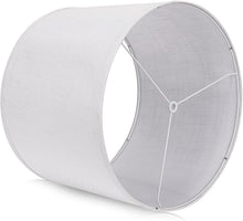 Load image into Gallery viewer, Elegant White Drum Lamp Shades 15" - Durable Natural Linen with Spider Fitter