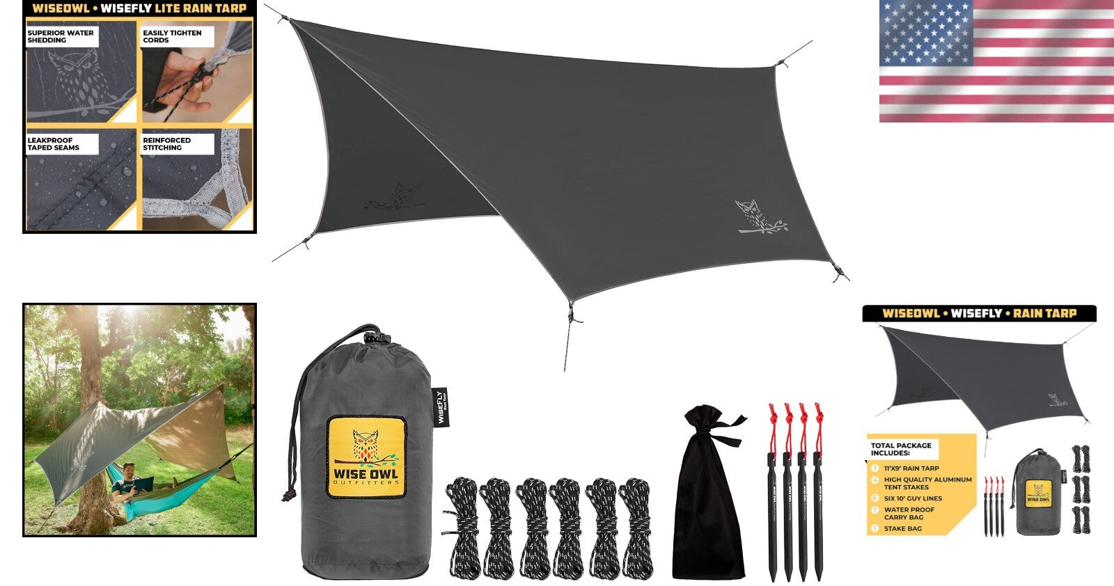 Durable Hammock Tarp with Aluminum Stakes - Essential Camping Gear Must-Have