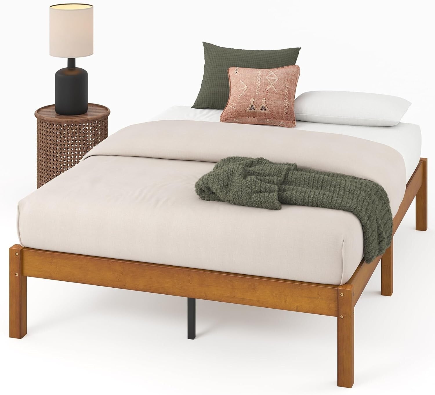 Eco-Friendly Ellie 14 Inch Bamboo King Platform Bed Frame - No Box Spring Needed
