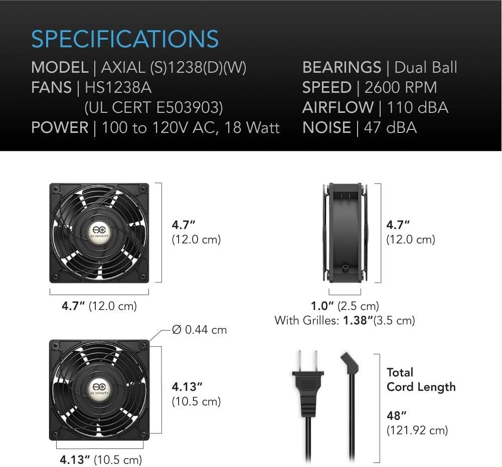 Dual 120mm Muffin Fan with Speed Controller - UL-Certified for Versatile Use