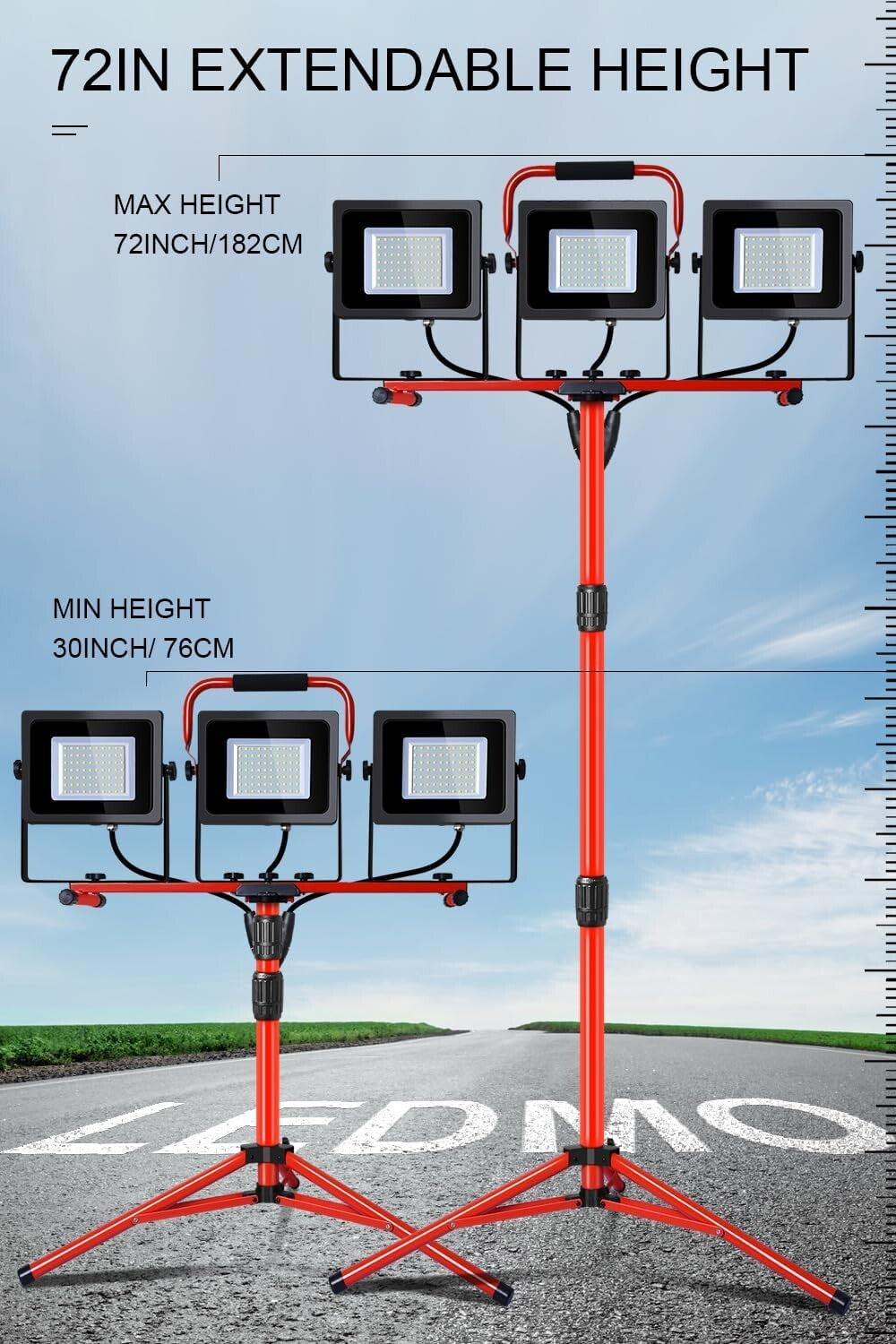 High-Brightness 30000LM LED Work Light with Tripod - Ideal for Garage Projects