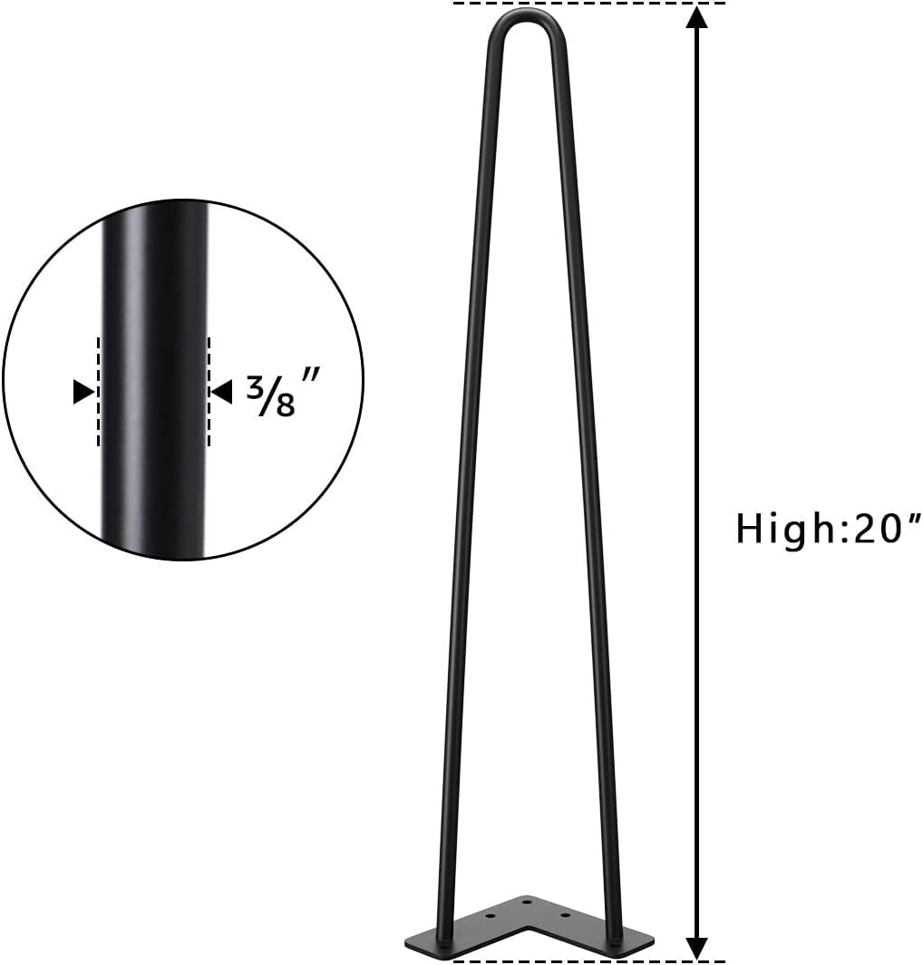 Versatile 20 Inch Hairpin Furniture Legs - Heavy Duty for Table & Bench Making